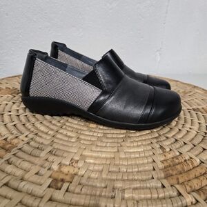 Naot  Black Gray Leather Loafers 7